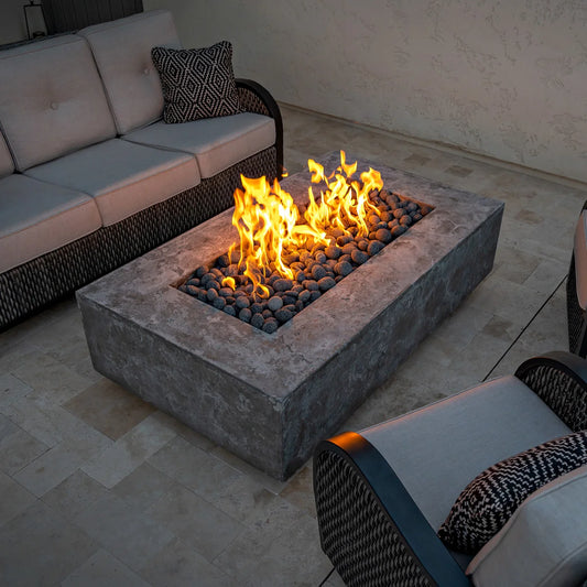 Artisan Cast Stone Rectangle Fire Pit